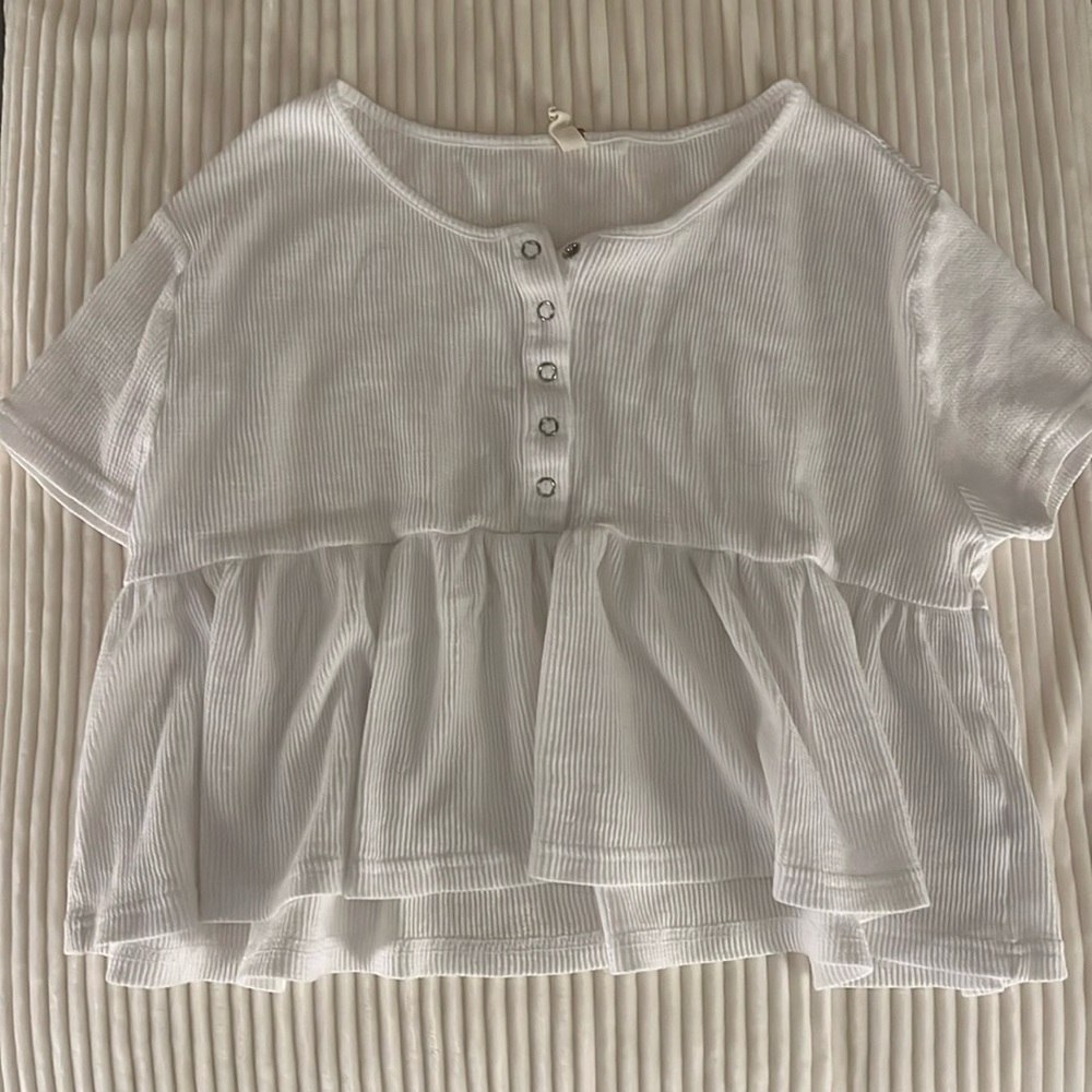Pacsun White Short Sleeve Button Down Top